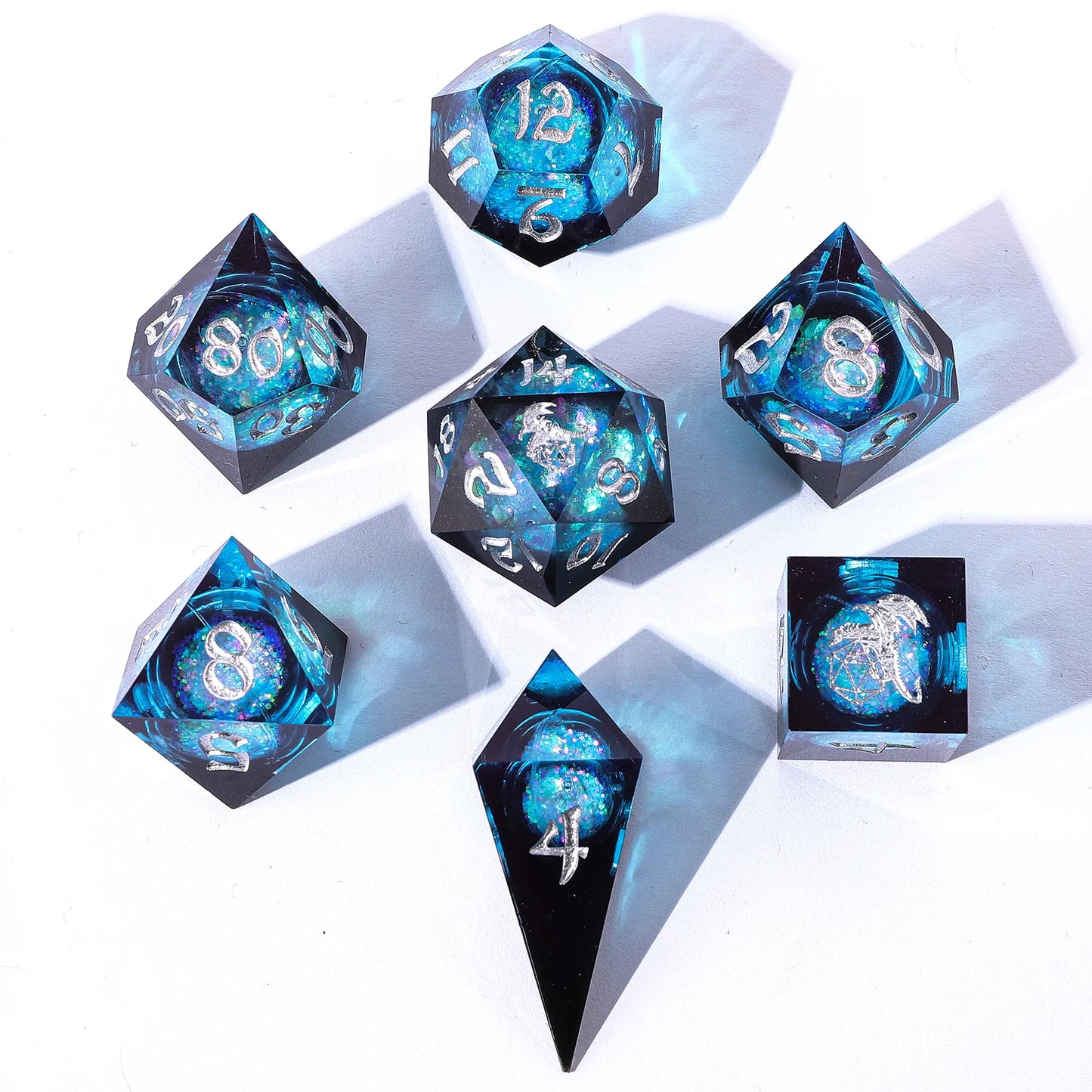 Sharp Edge Liquid Core RPG 7pc Dice Set Twilight Azure