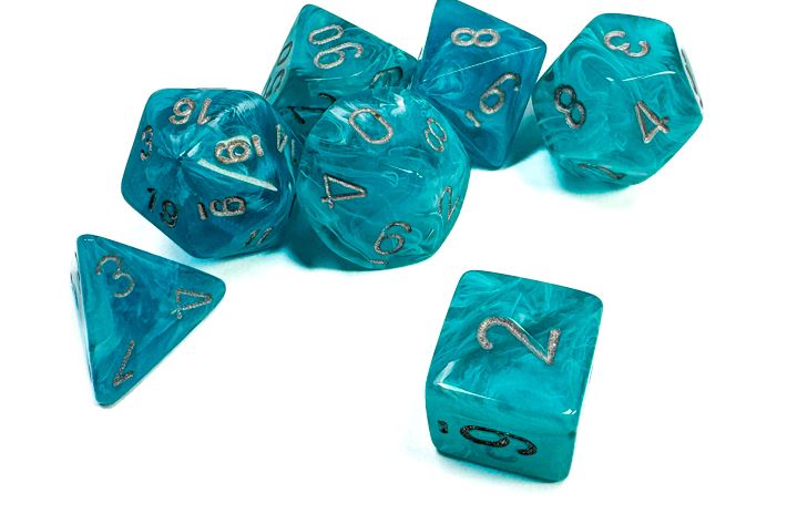 Cirrus Aqua/Silver 7pc Dice Set