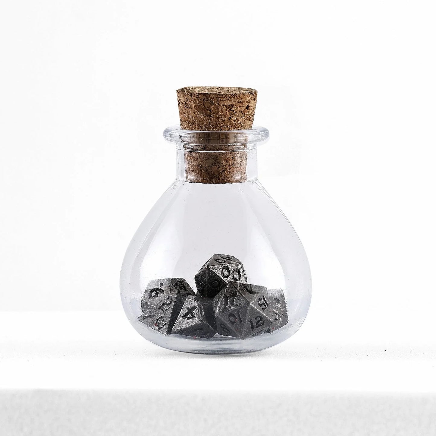 Unseelie Mini Metal RPG 7pc Dice Set Ancient Silver