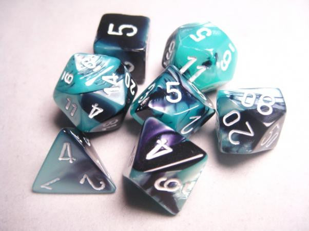 7-Piece Dice Set Gemini Black-Shell/White