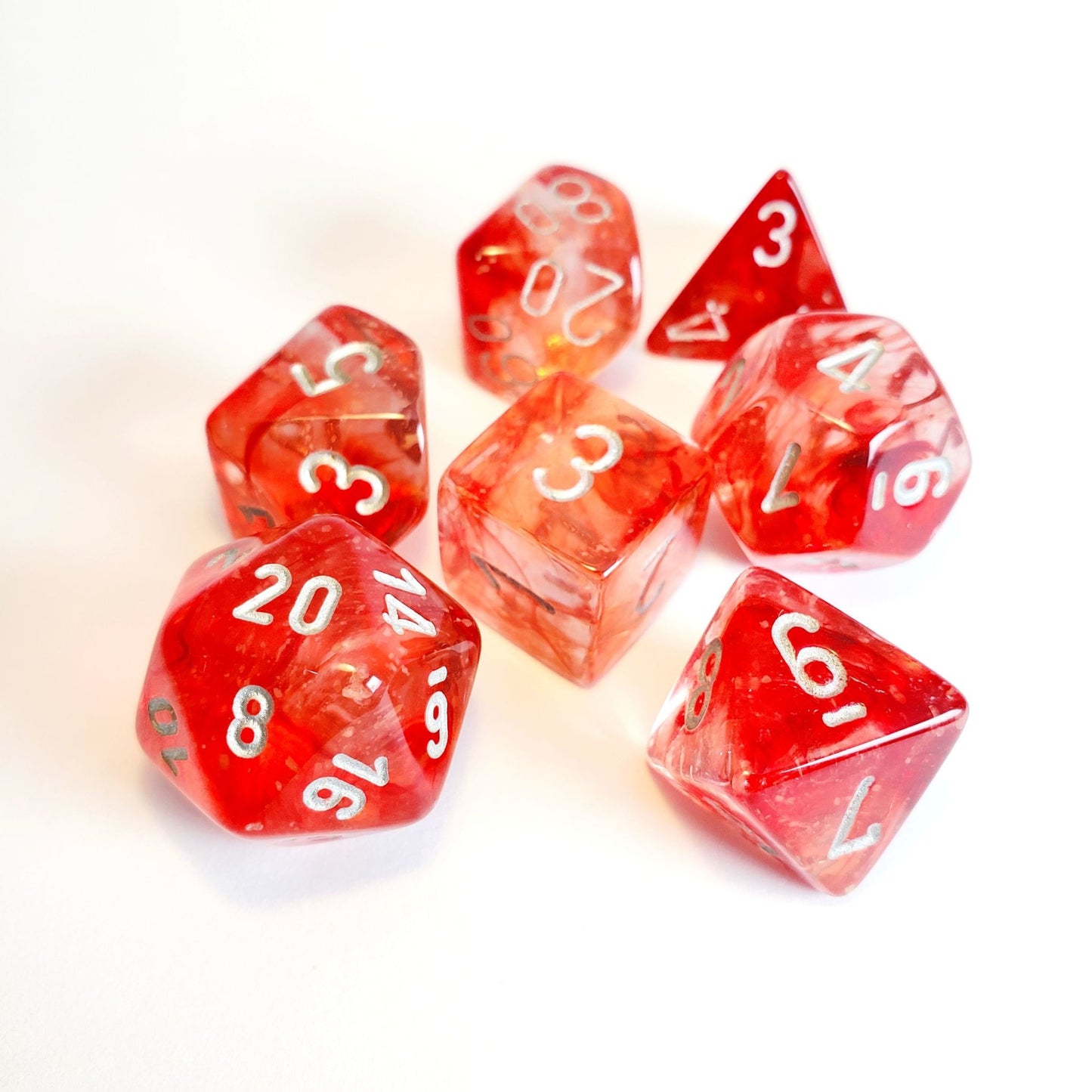 Dice Cube 7-Piece Nebula Red/Silver Nebula