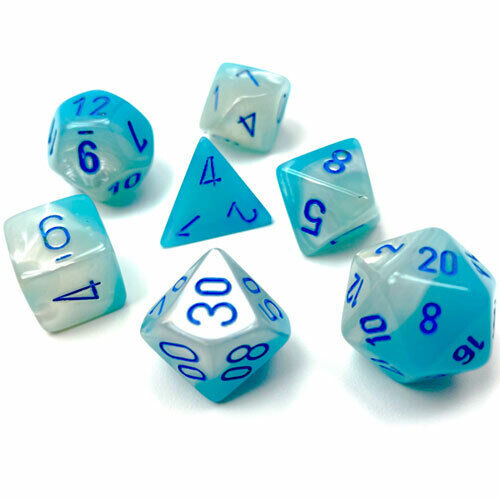 7-Piece Dice Set Gemini Turquoise-White/Blue Luminary