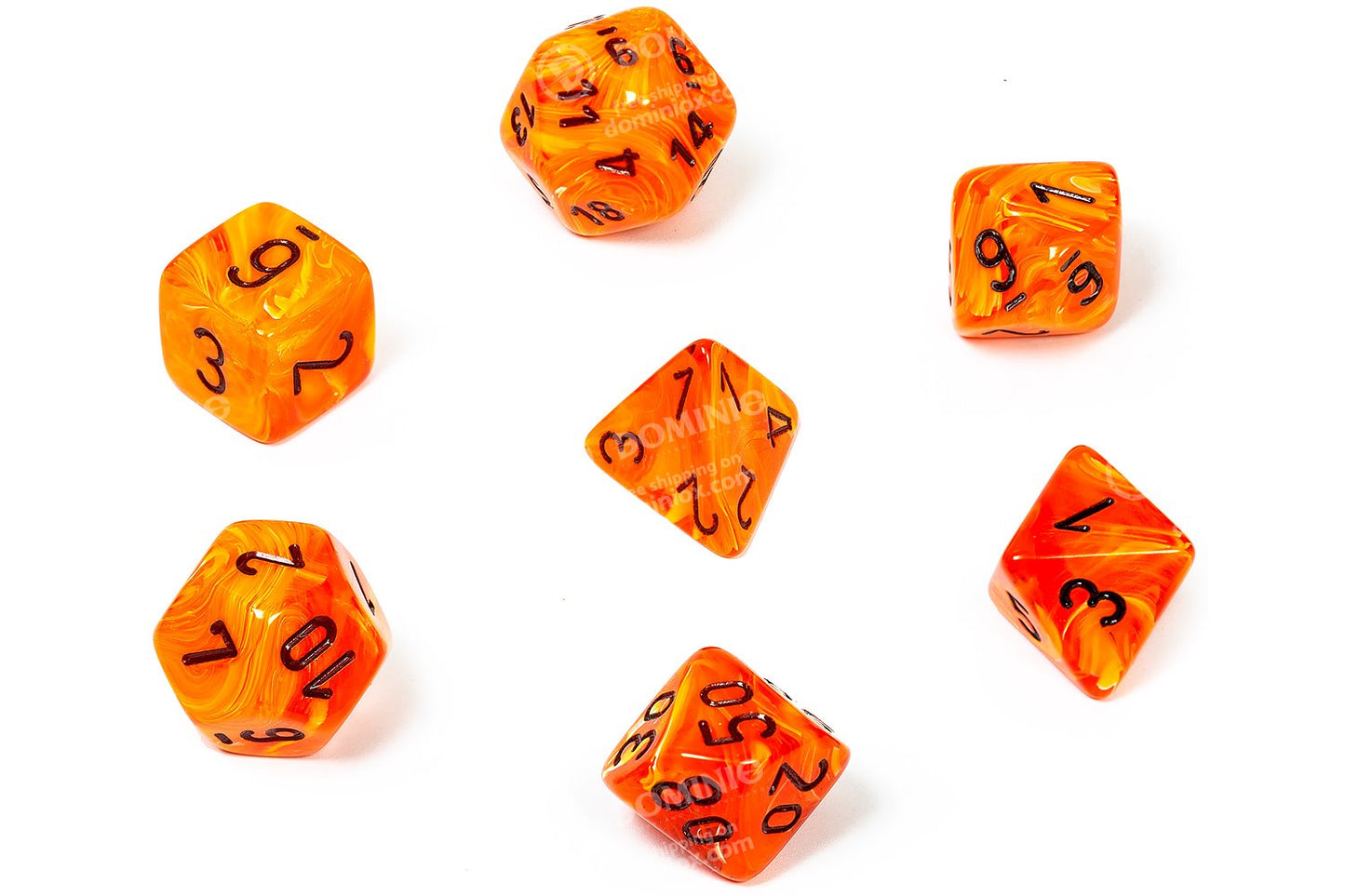 7-Piece Dice Set Vortex Orange/Black