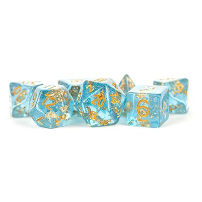Blue with Gold Foil 7pc Resin Dice Set
