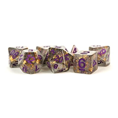 Gray with Gold Foil 7pc Resin Dice Set