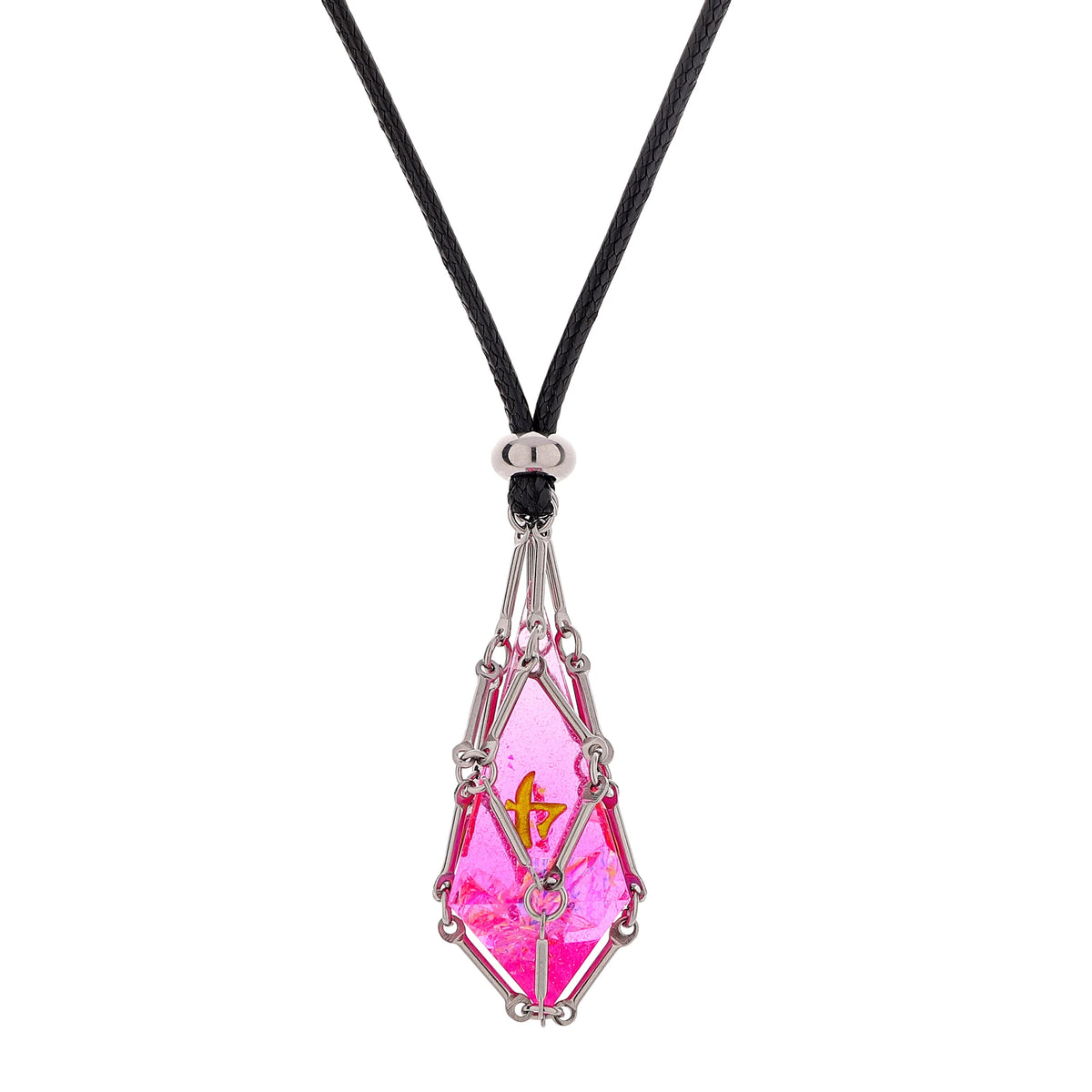 Mysticage Dice Chain Necklace with D4 w/Black Leather Chain