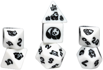 Moon Panda 7pc Dice Set