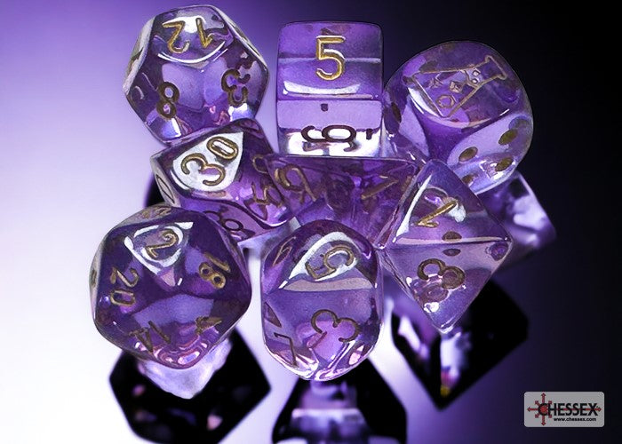 Lab Dice 7: Translucent Lavender/Gold 8pc Set