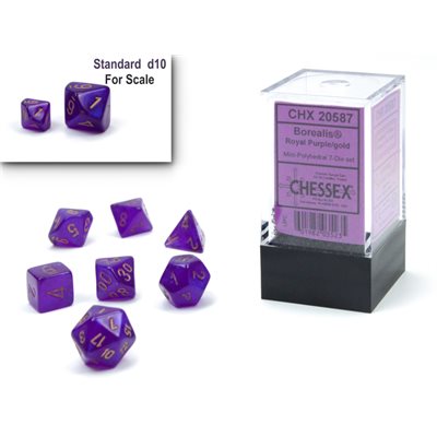 Borealis Mini Royal Purple/Gold Luminary 7pc Dice Set