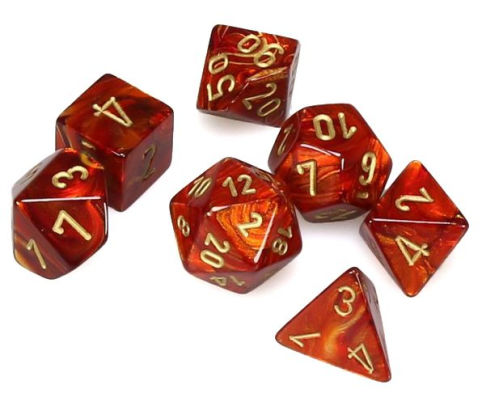 Scarab Scarlet/Gold 7pc Dice Set