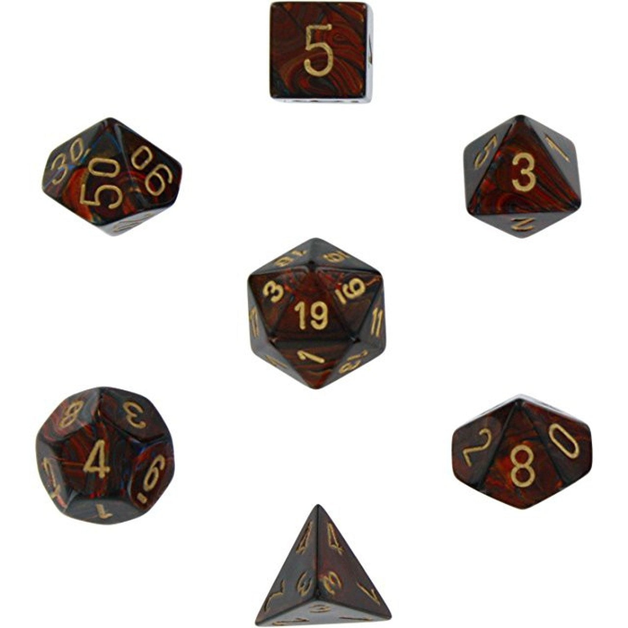 7-Piece Dice Set Scarab Blue Blood/Gold