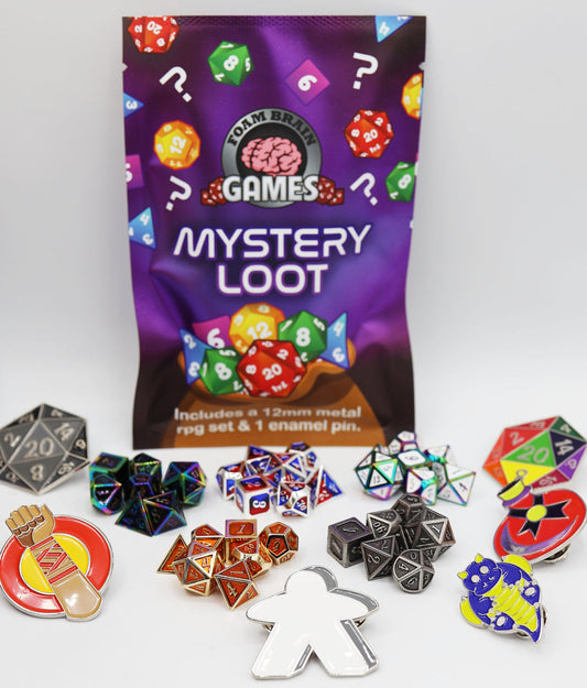 Dice Epic Mystery Loot Mini Metal Dice Set & Enamel Pin